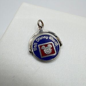 Vintage Sterling Silver PLATED and Enamel Walt Disney World spinner charm!